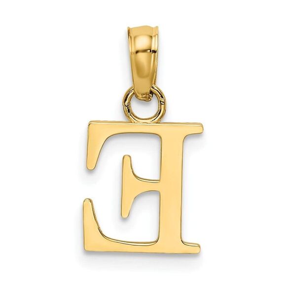 10K Yellow Gold Polished E Block Initial Charm - Picture 9 of 9